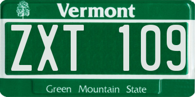 VT license plate ZXT109