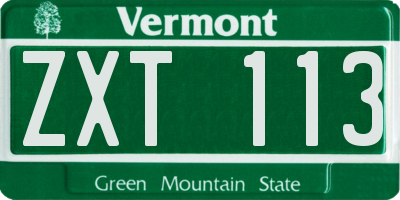 VT license plate ZXT113