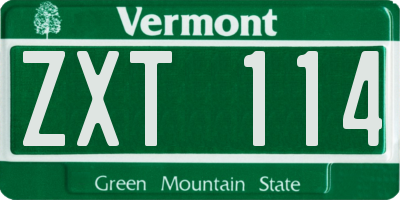 VT license plate ZXT114