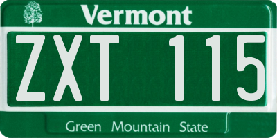 VT license plate ZXT115