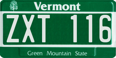 VT license plate ZXT116