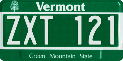 VT license plate ZXT121