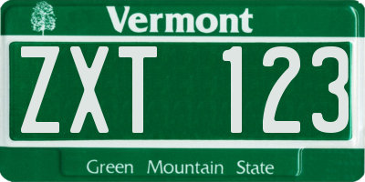 VT license plate ZXT123