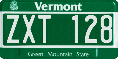 VT license plate ZXT128