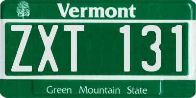 VT license plate ZXT131