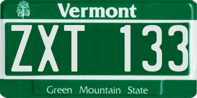 VT license plate ZXT133