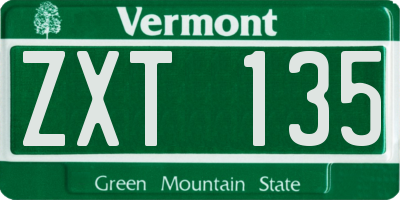 VT license plate ZXT135