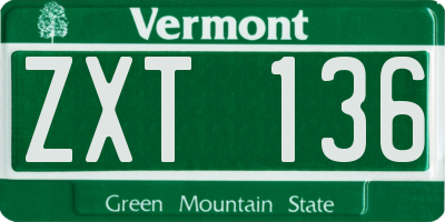 VT license plate ZXT136