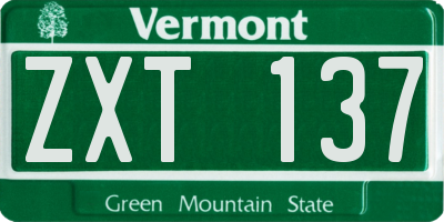 VT license plate ZXT137