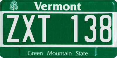 VT license plate ZXT138