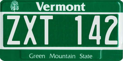 VT license plate ZXT142