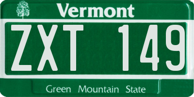 VT license plate ZXT149