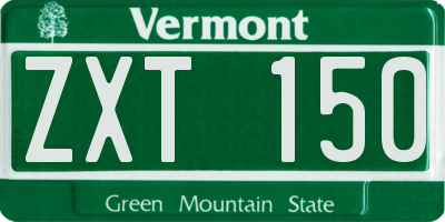 VT license plate ZXT150