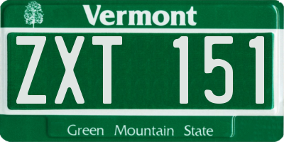 VT license plate ZXT151