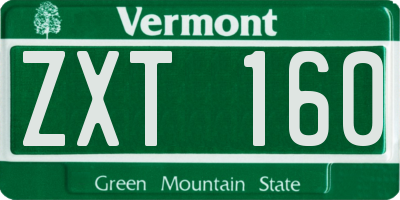 VT license plate ZXT160