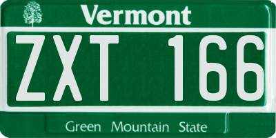 VT license plate ZXT166