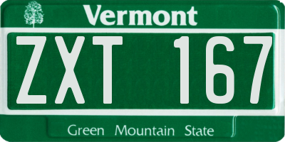VT license plate ZXT167