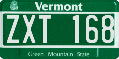 VT license plate ZXT168