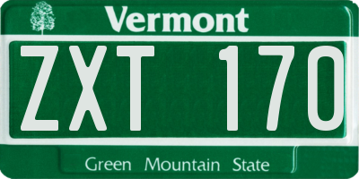 VT license plate ZXT170