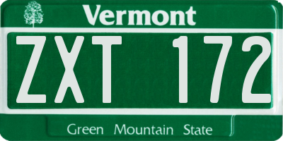 VT license plate ZXT172