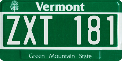 VT license plate ZXT181