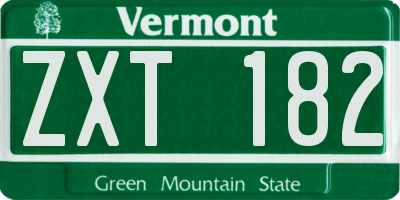 VT license plate ZXT182