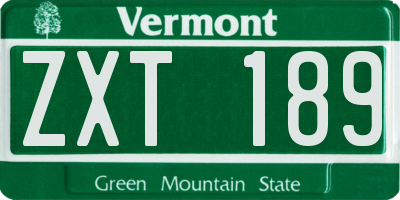 VT license plate ZXT189