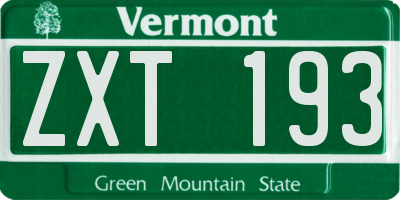 VT license plate ZXT193