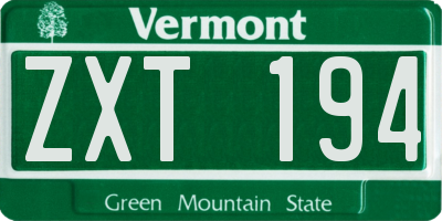 VT license plate ZXT194