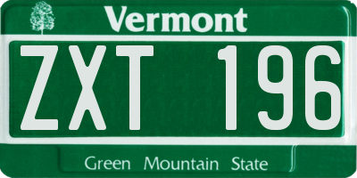 VT license plate ZXT196