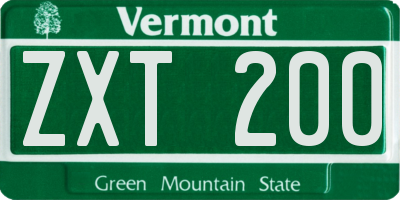 VT license plate ZXT200