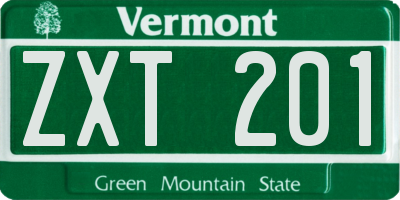 VT license plate ZXT201