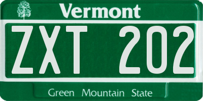 VT license plate ZXT202