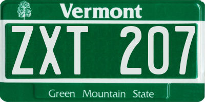 VT license plate ZXT207