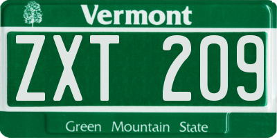 VT license plate ZXT209