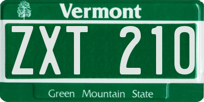 VT license plate ZXT210