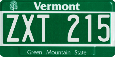 VT license plate ZXT215