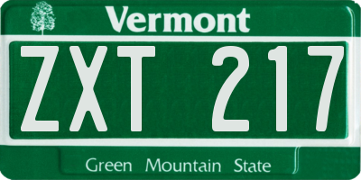 VT license plate ZXT217