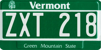 VT license plate ZXT218
