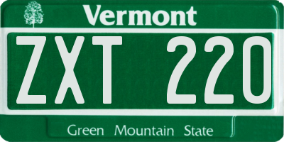 VT license plate ZXT220