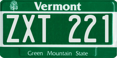 VT license plate ZXT221