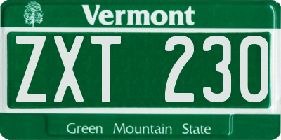 VT license plate ZXT230