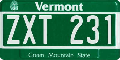 VT license plate ZXT231