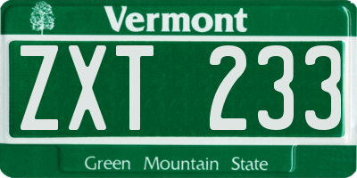 VT license plate ZXT233