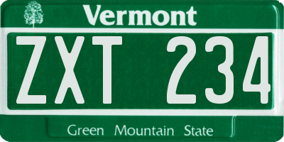 VT license plate ZXT234