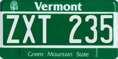 VT license plate ZXT235