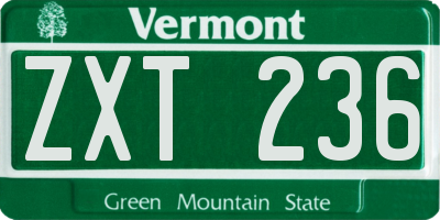 VT license plate ZXT236