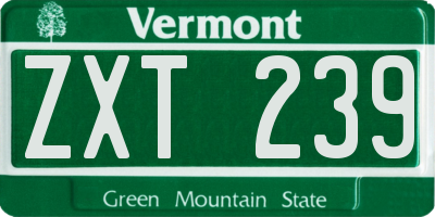 VT license plate ZXT239