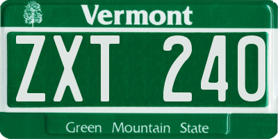VT license plate ZXT240