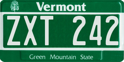 VT license plate ZXT242